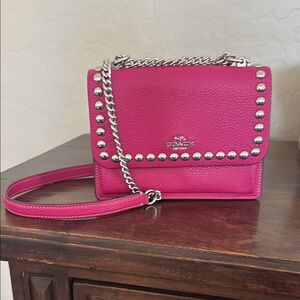 Coach Fuchsia Crossbody Bag with Silver Chain